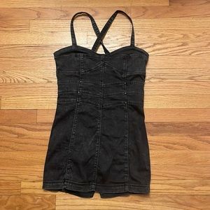 Black Denim Mini Dress from Revolve
